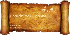 Andrásek Aranka névjegykártya